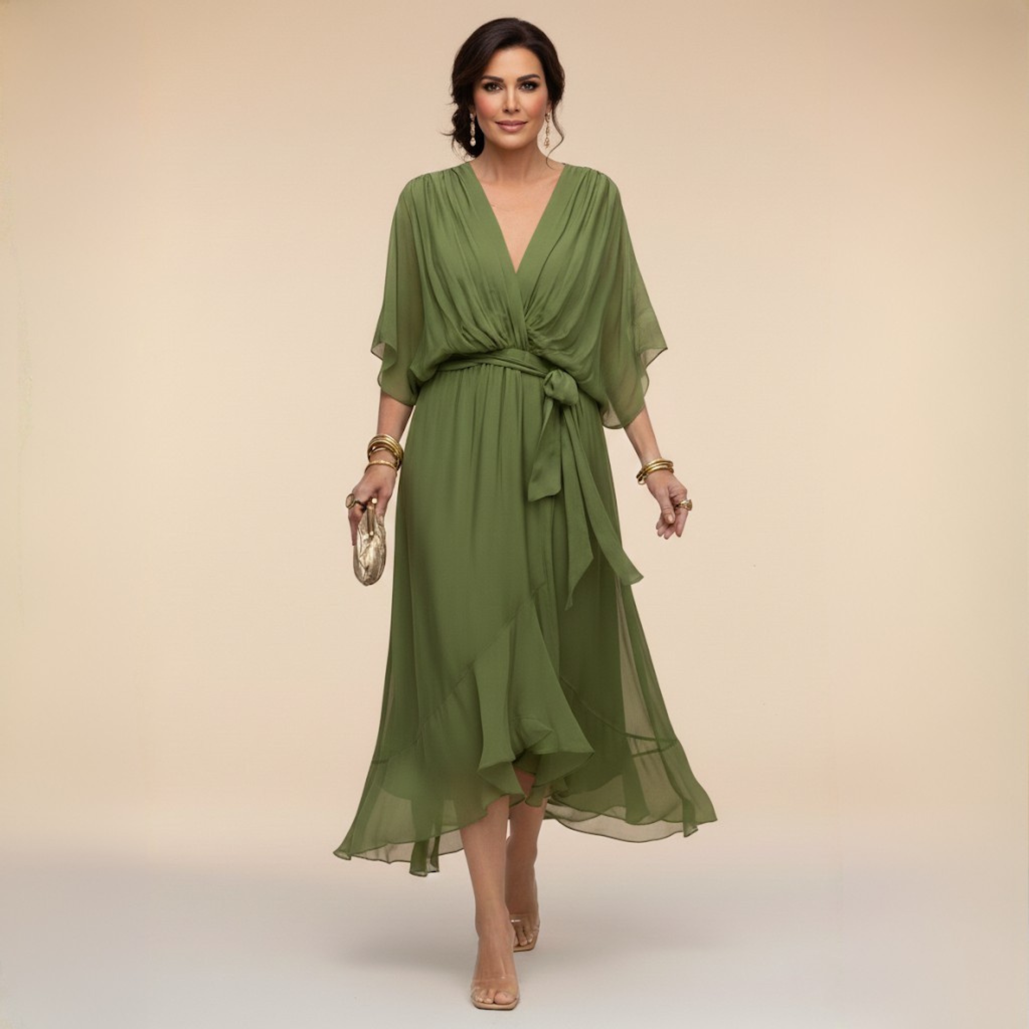 Bernadette | Flowing V-Neck Silhouette Dress