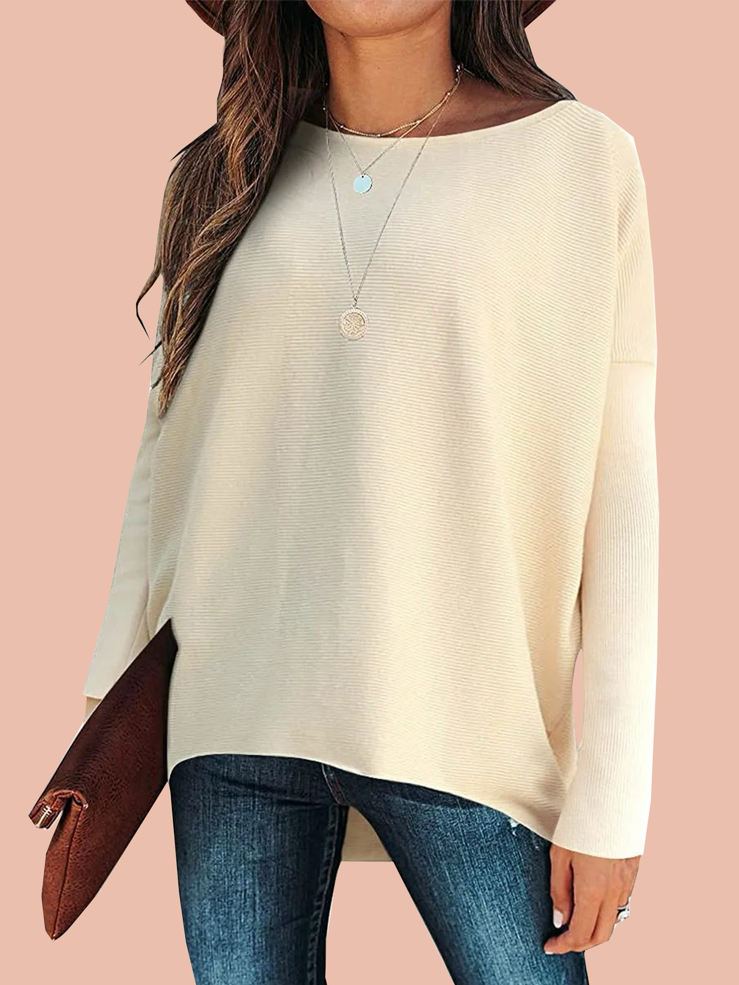 Women's Dolman Sleeve Knitted Pullover Sweater