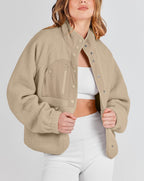 Women's  Button Down Fuzzy Fleece Jacket