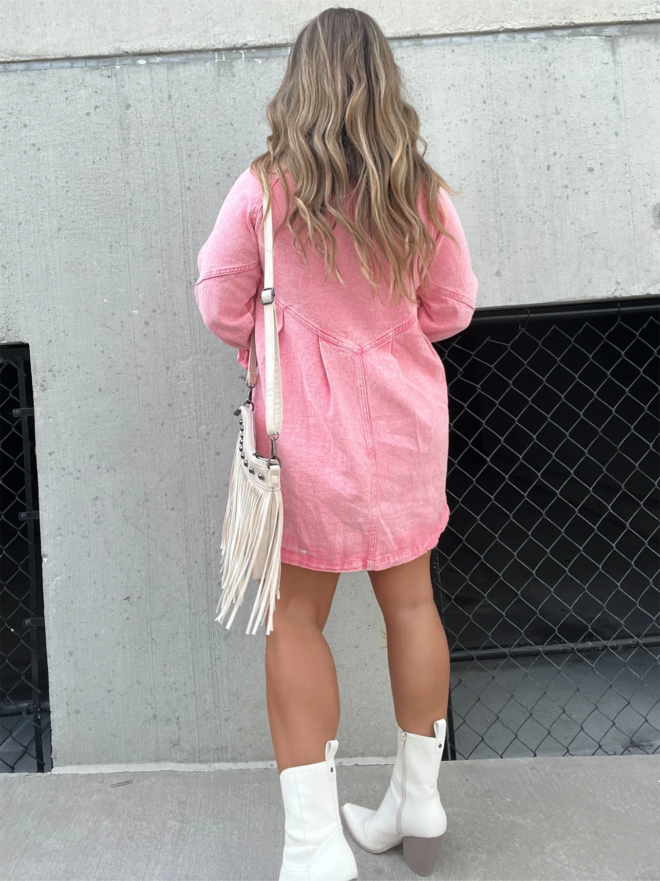 Women's Washed Denim Puff Sleeve Dress